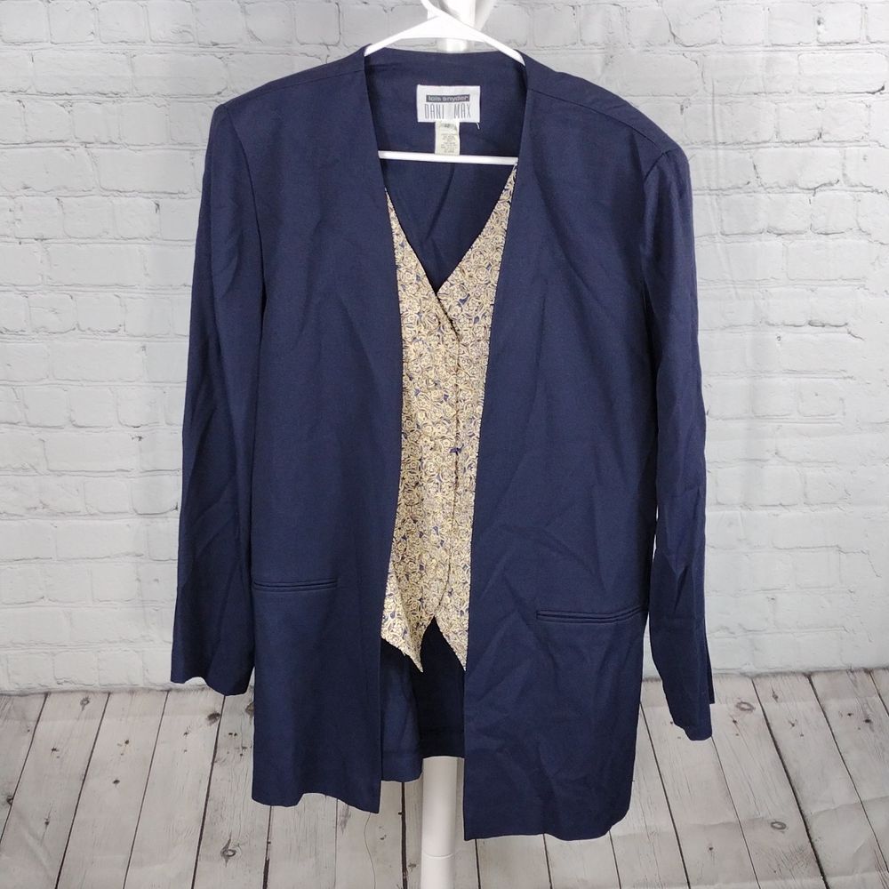 Dani Max Vintage Rayon Blend Vest Padded Shoulder Blazer